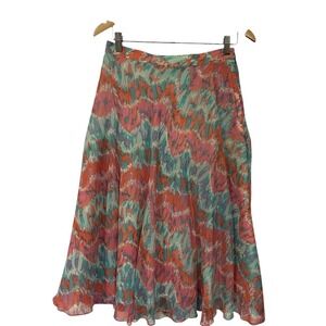Vintage 80s anne crimmins for umi collections silk Skirt Water‎ Colors Sz 14 NWT